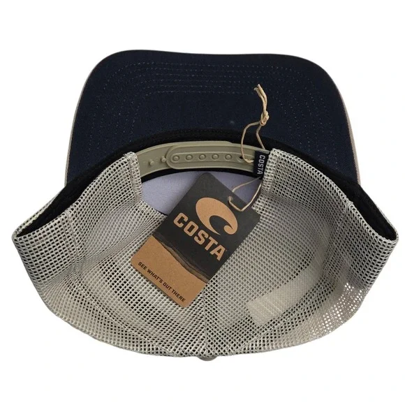 Costa Del Mar Trucker Hat Snapback Tan Mesh Adjustable Fish Catch & Release NWT - Picture 4 of 8